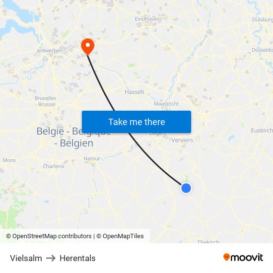 Vielsalm to Herentals map