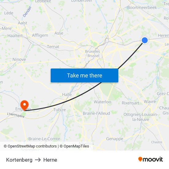 Kortenberg to Herne map