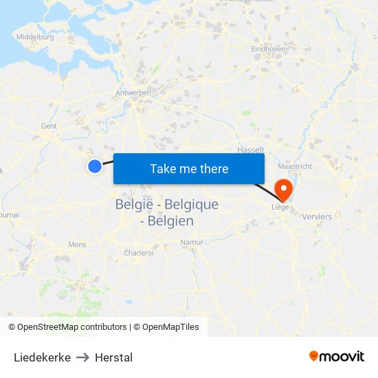 Liedekerke to Herstal map