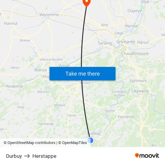 Durbuy to Herstappe map