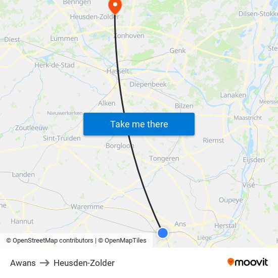 Awans to Heusden-Zolder map