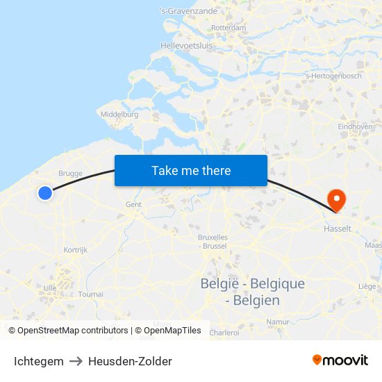 Ichtegem to Heusden-Zolder map