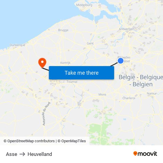 Asse to Heuvelland map