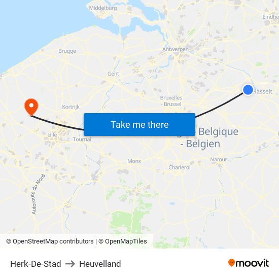 Herk-De-Stad to Heuvelland map