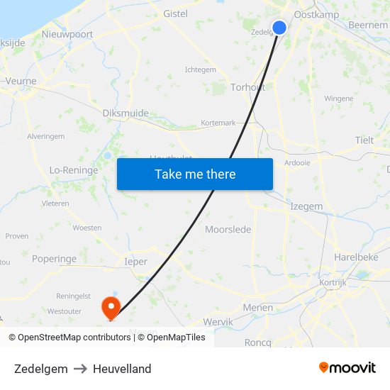 Zedelgem to Heuvelland map