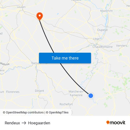 Rendeux to Hoegaarden map
