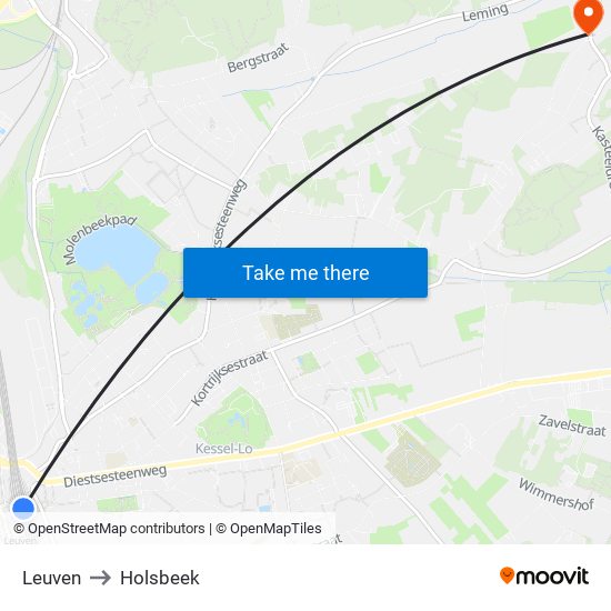 Leuven to Holsbeek map