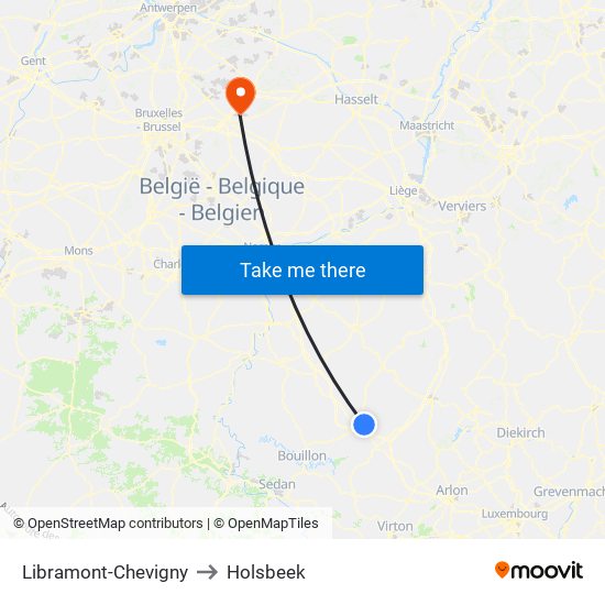 Libramont-Chevigny to Holsbeek map