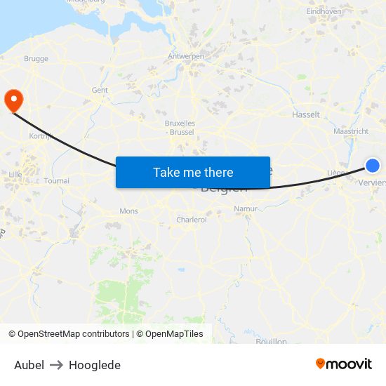 Aubel to Hooglede map