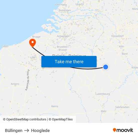 Büllingen to Hooglede map