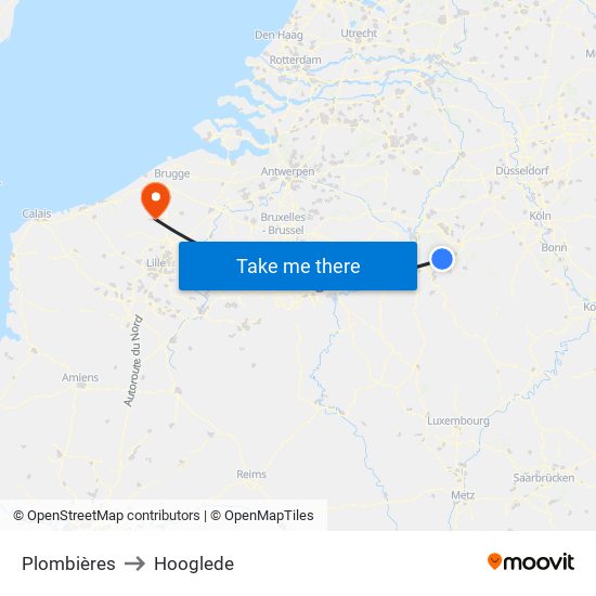 Plombières to Hooglede map