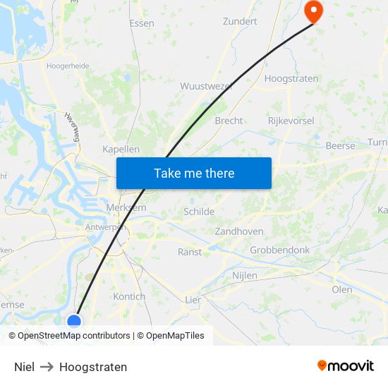 Niel to Hoogstraten map