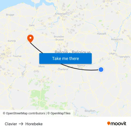 Clavier to Horebeke map