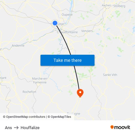 Ans to Houffalize map