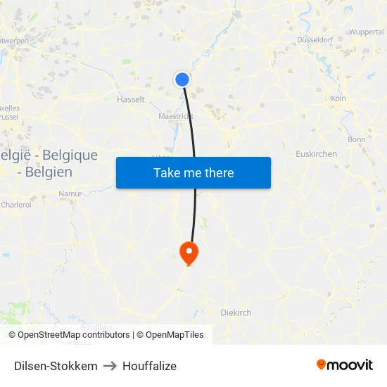 Dilsen-Stokkem to Houffalize map