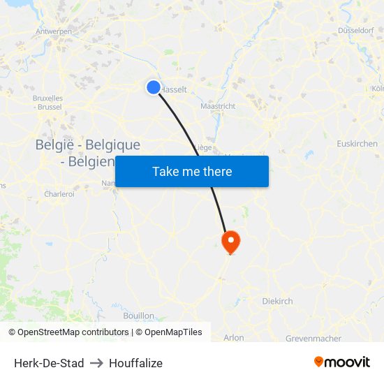 Herk-De-Stad to Houffalize map