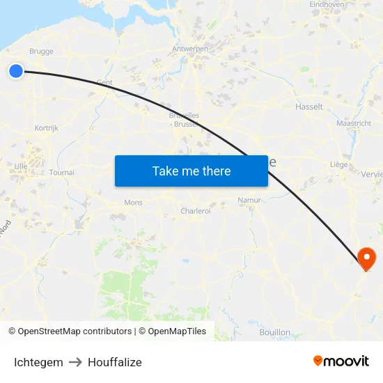 Ichtegem to Houffalize map