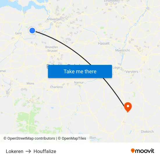 Lokeren to Houffalize map