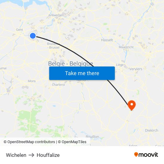 Wichelen to Houffalize map