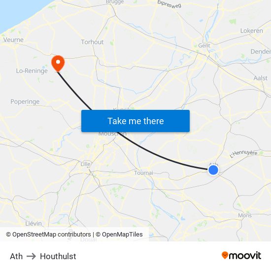 Ath to Houthulst map