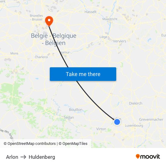 Arlon to Huldenberg map