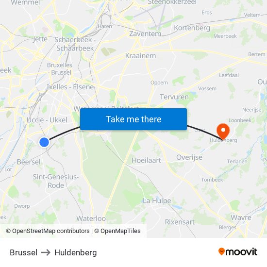 Brussel to Huldenberg map