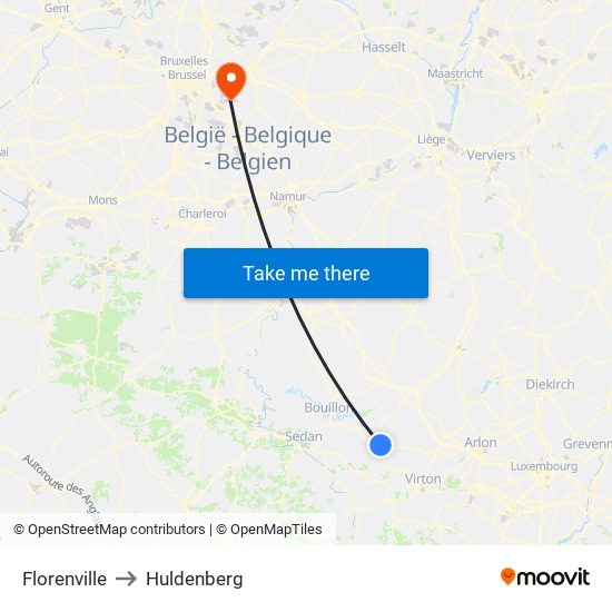 Florenville to Huldenberg map
