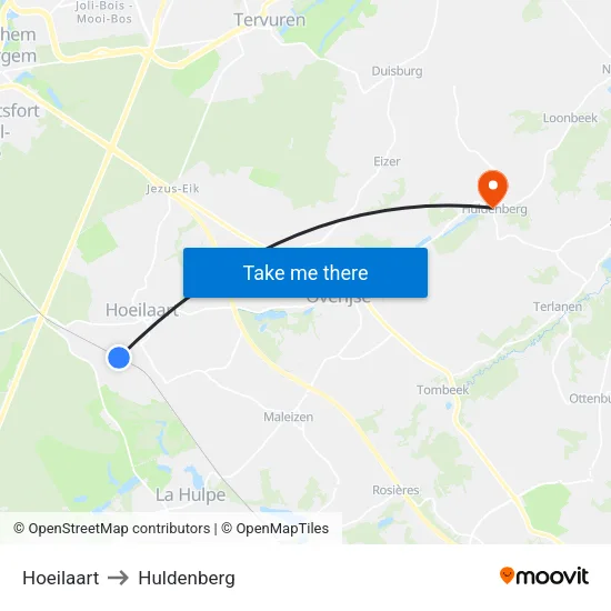 Hoeilaart to Huldenberg map