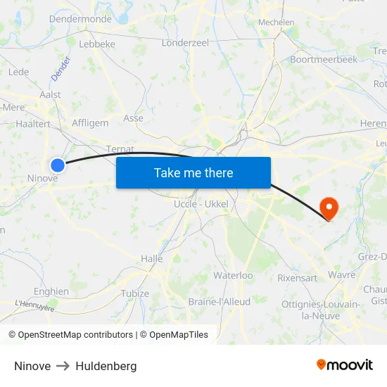 Ninove to Huldenberg map