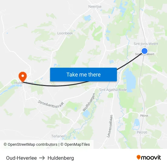 Oud-Heverlee to Huldenberg map