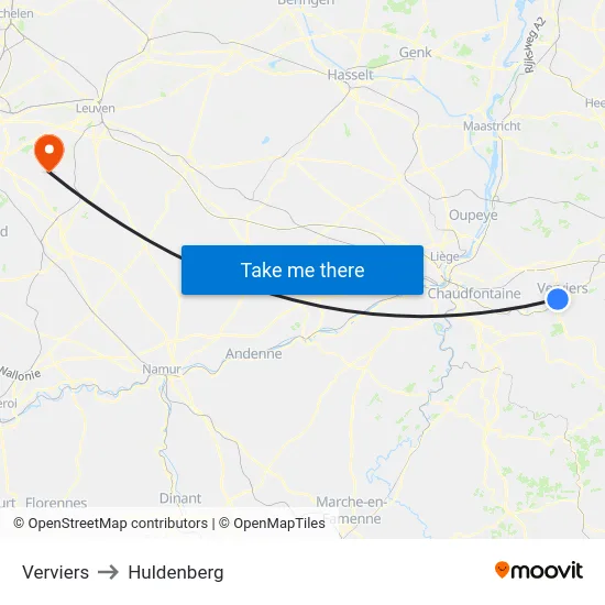 Verviers to Huldenberg map