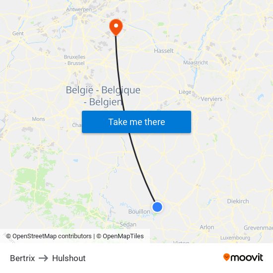 Bertrix to Hulshout map