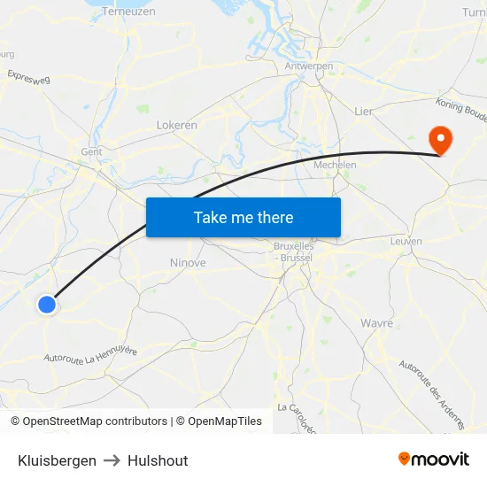 Kluisbergen to Hulshout map