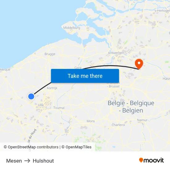 Mesen to Hulshout map