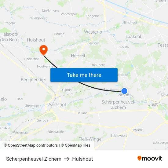 Scherpenheuvel-Zichem to Hulshout map