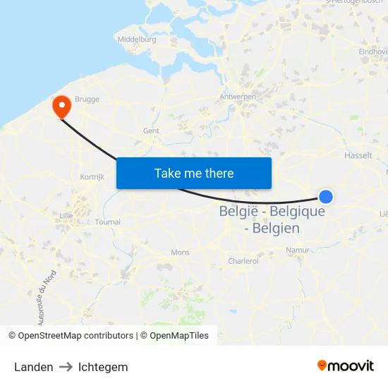 Landen to Ichtegem map