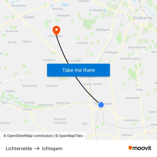 Lichtervelde to Ichtegem map