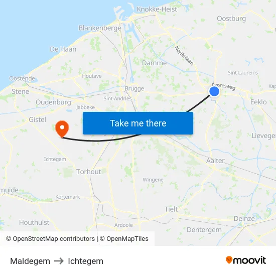 Maldegem to Ichtegem map