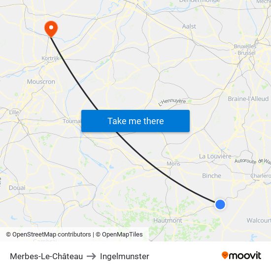 Merbes-Le-Château to Ingelmunster map