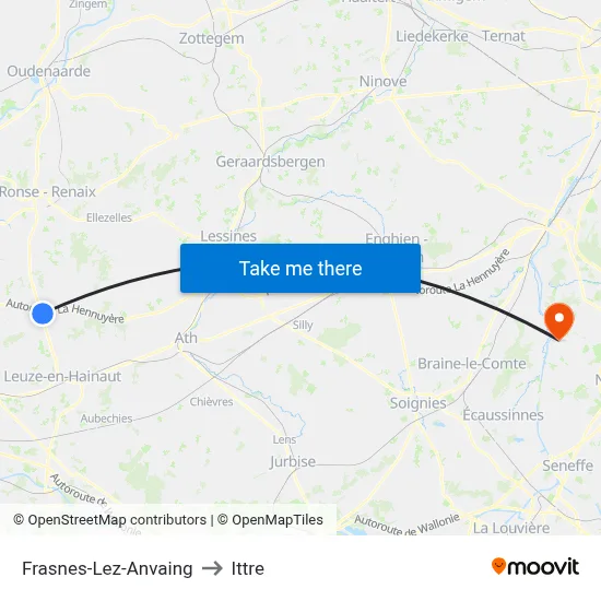 Frasnes-Lez-Anvaing to Ittre map
