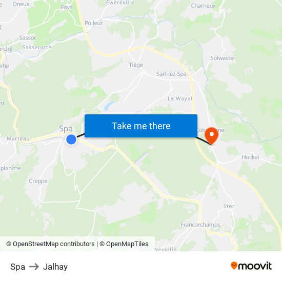 Spa to Jalhay map
