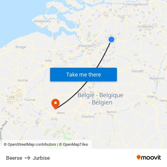Beerse to Jurbise map