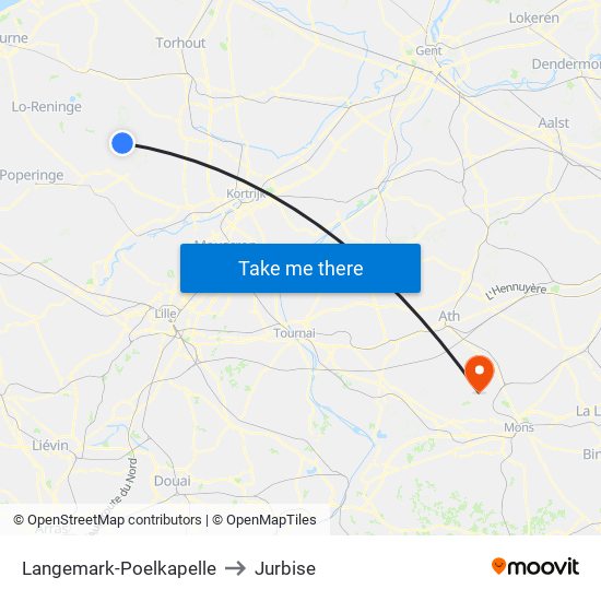 Langemark-Poelkapelle to Jurbise map