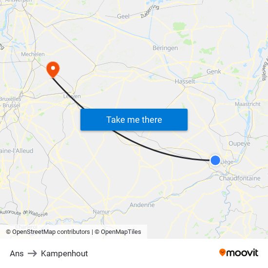 Ans to Kampenhout map