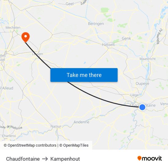 Chaudfontaine to Kampenhout map