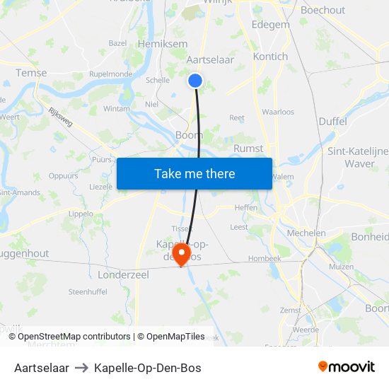 Aartselaar to Kapelle-Op-Den-Bos map