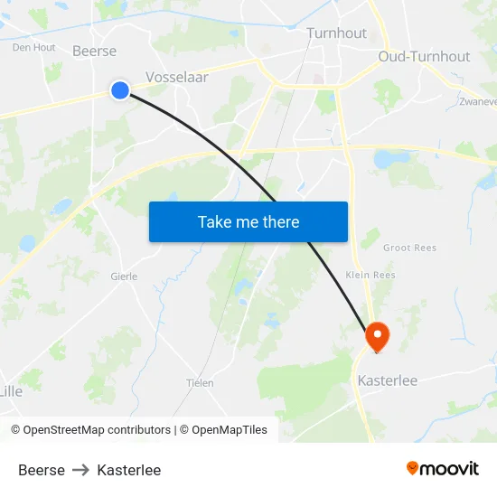Beerse to Kasterlee map