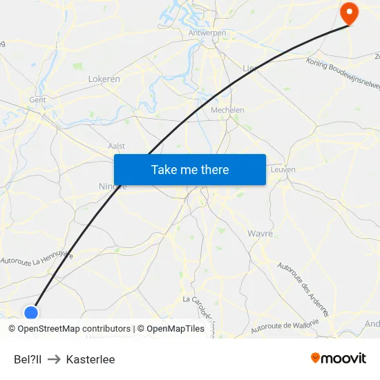 Bel?Il to Kasterlee map