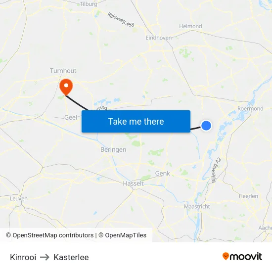 Kinrooi to Kasterlee map