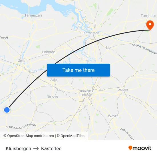 Kluisbergen to Kasterlee map